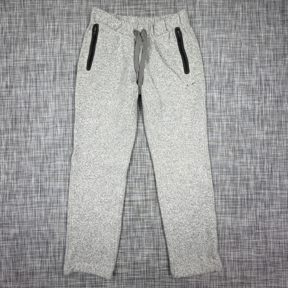 Nike Womens Medium Gray Fleece Sweatpants Drawstring Zip Pockets Adjustable Hems